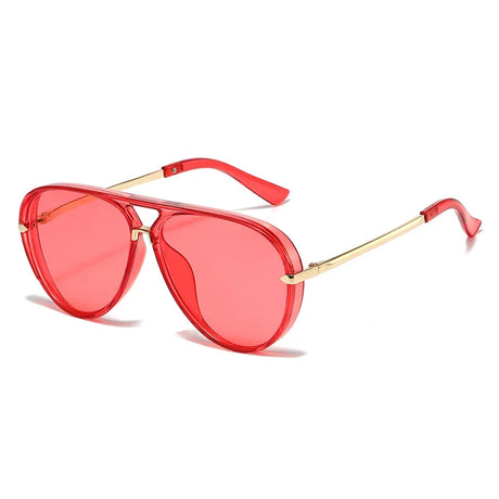 Red Fashion Alloy Gradient UV400 Pilot Sunglasses