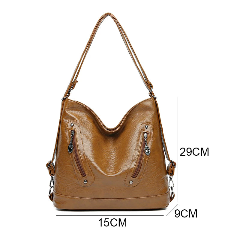 Multifunctional Soft Leather Bag