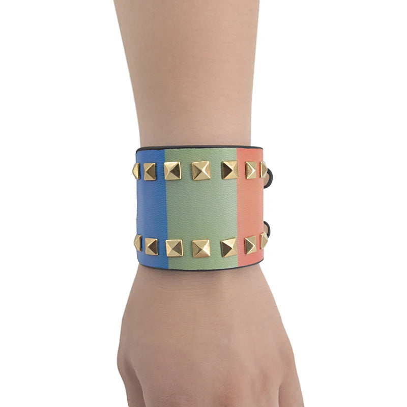 Colorful Studded Punk Rock Bracelet