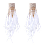 Rhinestone Big Feather Earrings