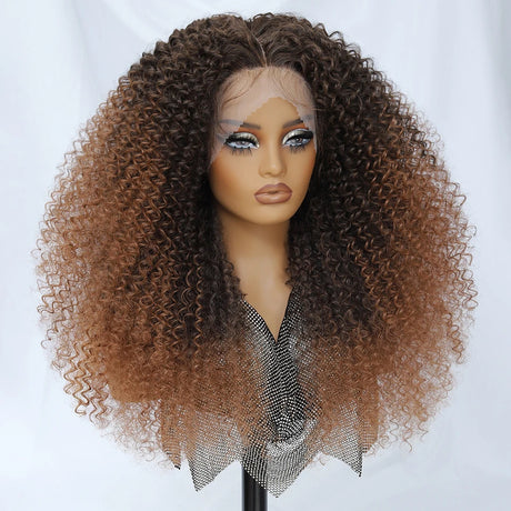 24 Inch Jerry Curl Synthetic Lace Kinky Curly Wigs