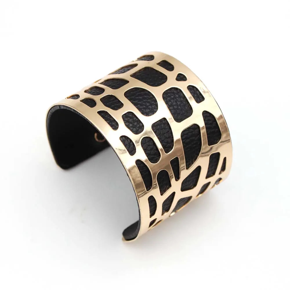 Punk Charm Leather Cuff Bracelet