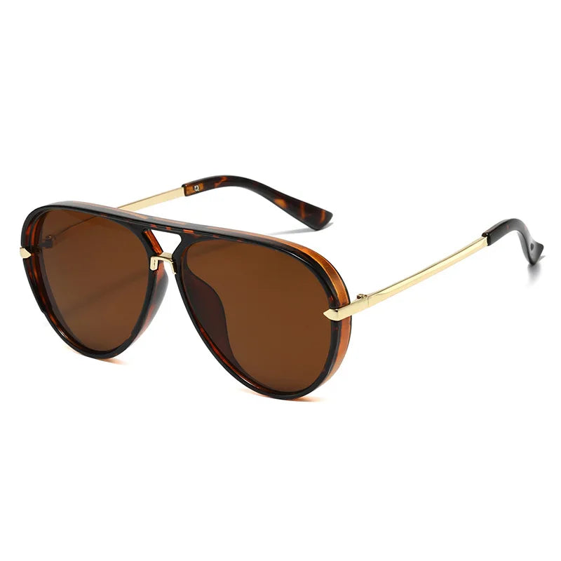 Brown Fashion Alloy Gradient UV400 Pilot Sunglasses