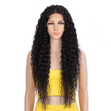 Black 30 Inch Noble Hair Long Wavy Synthetic Lace Wig