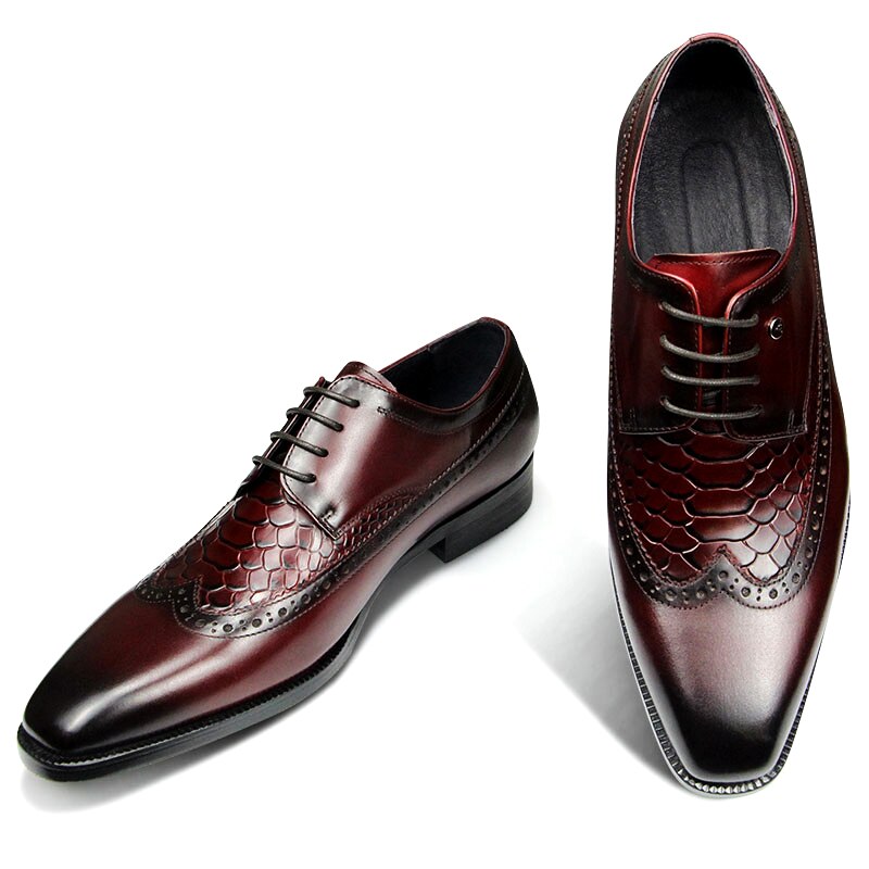 Crocodile Pattern Brogue Men Shoes