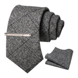 Gray Cashmere Wool 8cm Men Striped Plaid Necktie