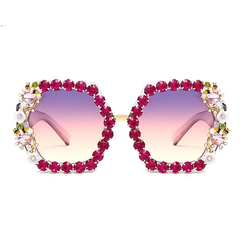 Diamond Oversized Floral Sunglasses