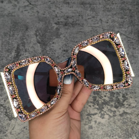 Retro Oversized Crystal Sunglasses