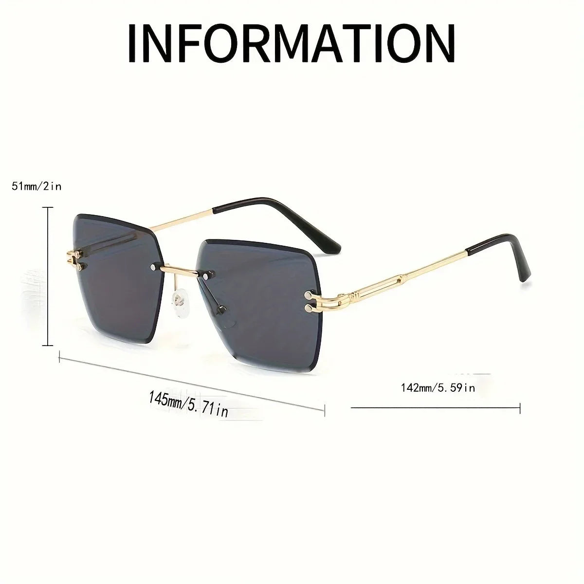 Summer Gradient Square Rimless Sunglasses