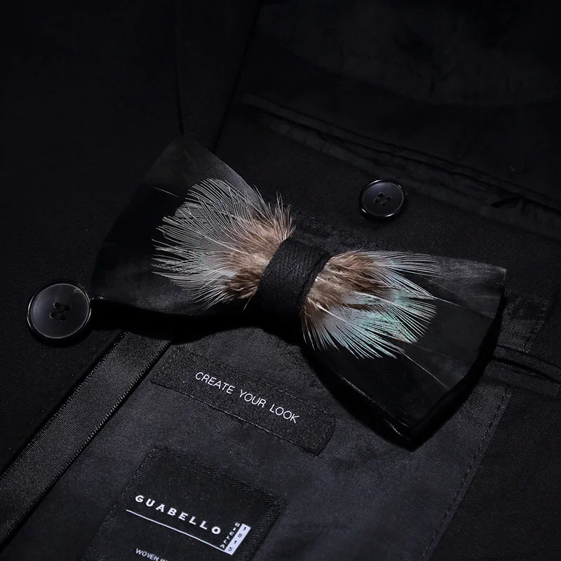 Fashion Handmade Feather Bowtie Suit Accessories