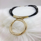 Elegant  Black Leather Necklace