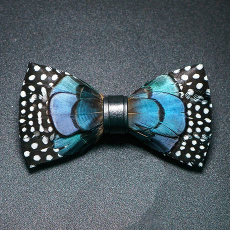 Blue Fashion Handmade Feather Bowtie Suit Accessories