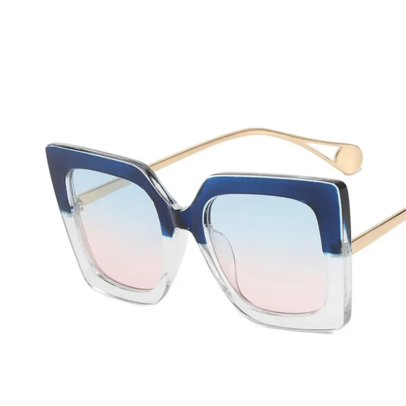 Retro Fashion Design Gradient Oversized Sunglasses