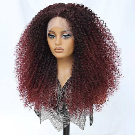24 Inch Jerry Curl Synthetic Lace Kinky Curly Wigs