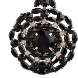 Rhinestone Black Round Earrings