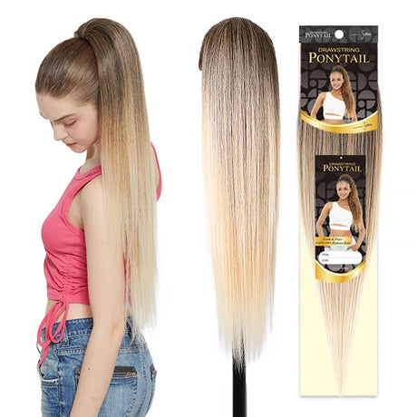 Long Straight Drawstring Ponytail Synthetic Hair Extensions