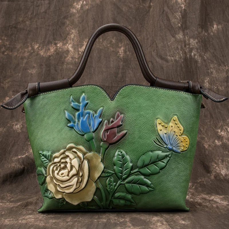 Floral Leather Handbag