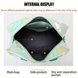 Compartment of Lightweight Nylon Large Holographic Duffel Bag