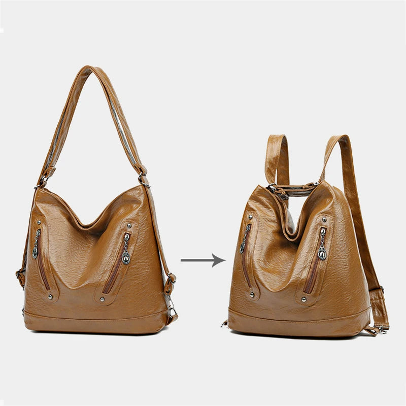 Multifunctional Soft Leather Bag