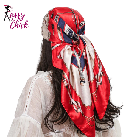 Scarf Foulard 90cm Square Silk Scarf Shawls Hijab Sassy Chick Logo