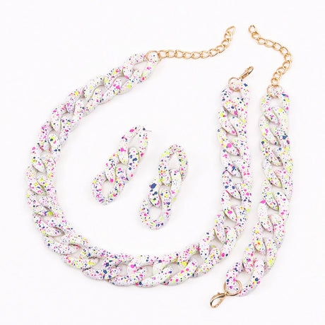 Colorful Speckled Chain Necklace Set