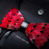 Red Fashion Handmade Feather Bowtie Suit Accessories