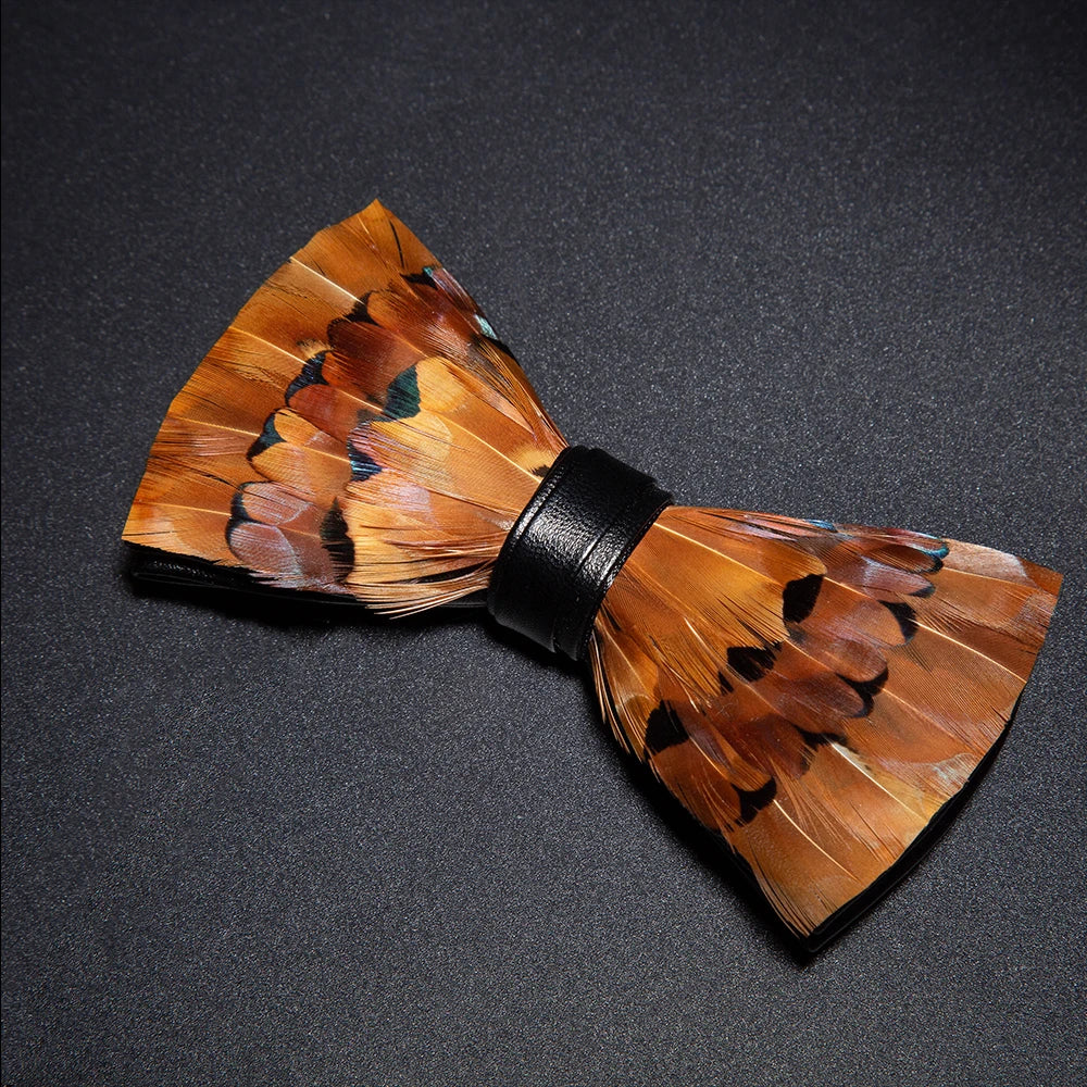 Brown Fashion Handmade Feather Bowtie Suit Accessories