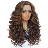 Brown HD Curly Pre Plucked 13X5X1 Latisha Synthetic Wigs