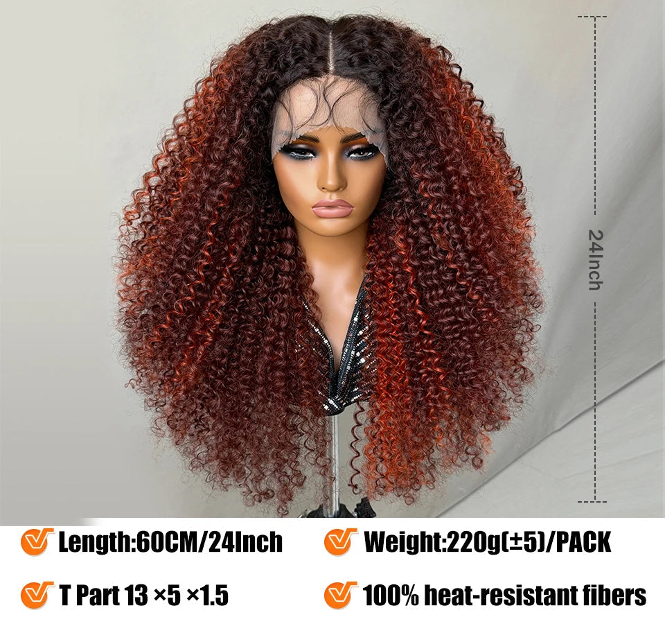 Details of 24 Inch Jerry Curl Synthetic Lace Kinky Curly Wigs