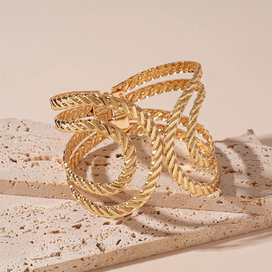 Punk Stainless Metal Geometric Cuff Bracelets Bangles