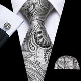 Silk Men Tie Handkerchief Cufflinks Set