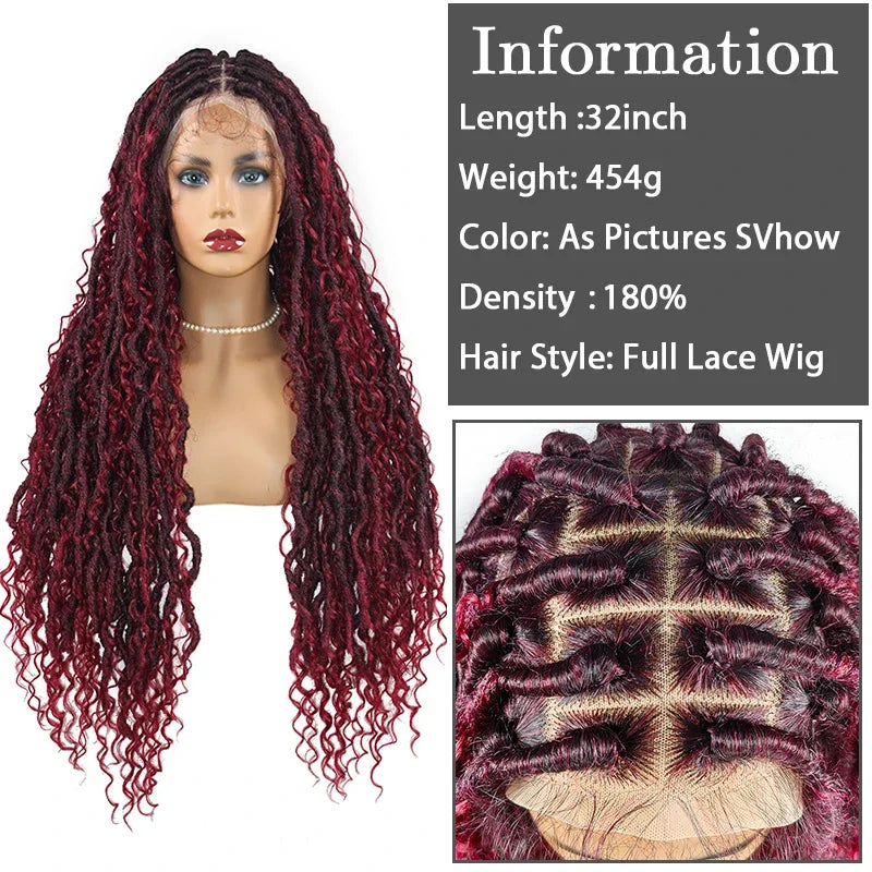 Synthetic Wine Red Braided Wig