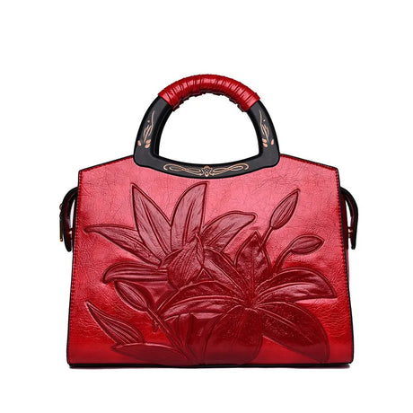 Elegant Embossing Floral Leather Bag