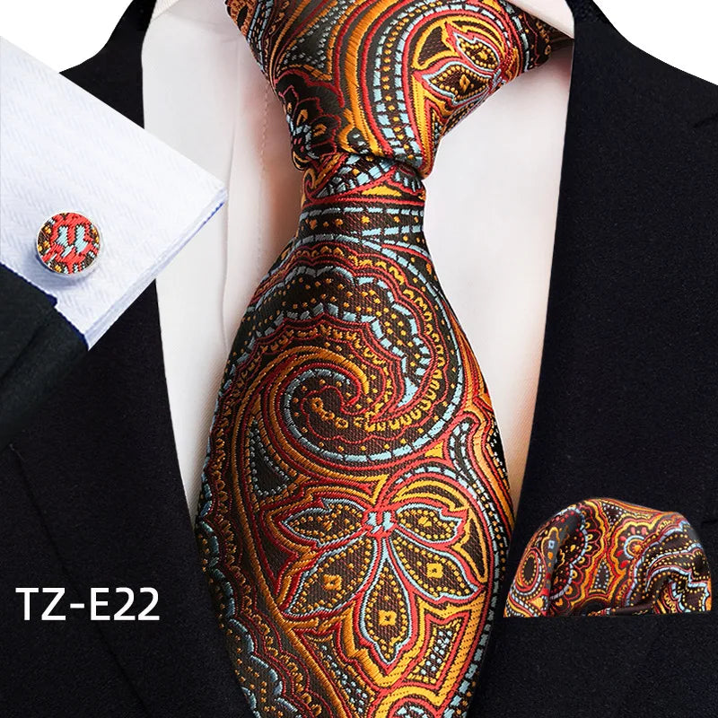 Royal Striped Paisley Pocket Square Cufflinks Necktie