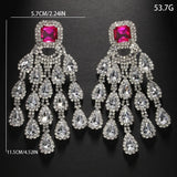 Crystal Large Tassel Earrings