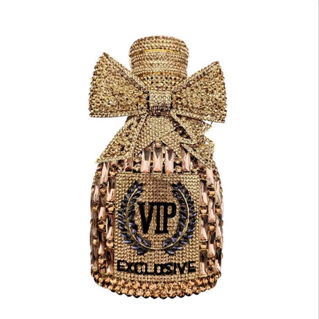 Champagne Bottle Rhinestones Clutch Purse Evening Bag