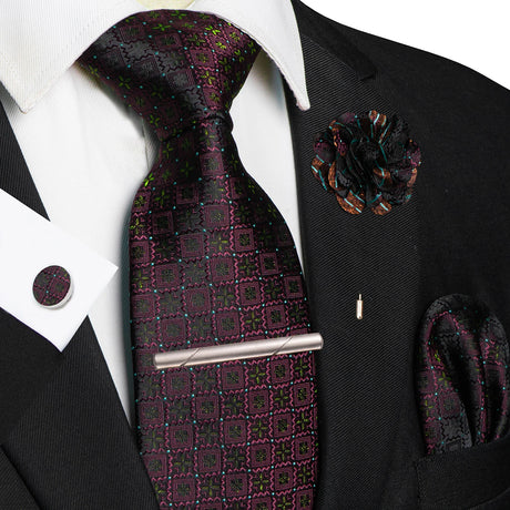 8cm Silk Tie Pin Pocket Square Cufflinks Tie