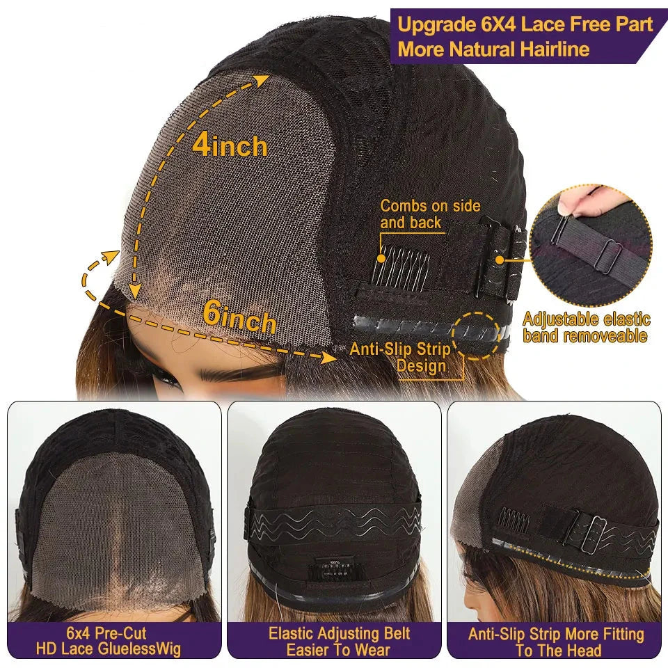 Cap Size of Curly Lace Front Wig 6x4 Pre Plucked Pre Cut Wig