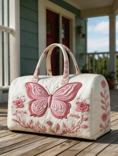 Pink 3D Printed Quilted Hiking Camping Travel Bags