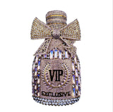 Champagne Bottle Rhinestones Clutch Purse Evening Bag