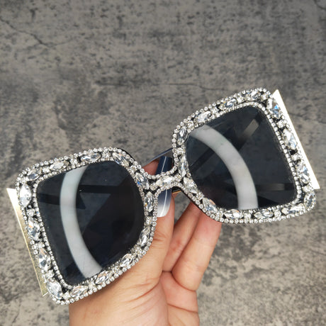 Retro Oversized Crystal Sunglasses