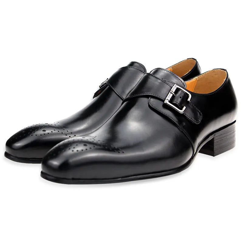Leather Single Buckle Men Shoes