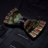 Green Brown Fashion Handmade Feather Bowtie Suit Accessories