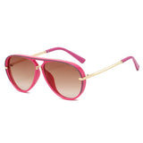 Pink Fashion Alloy Gradient UV400 Pilot Sunglasses