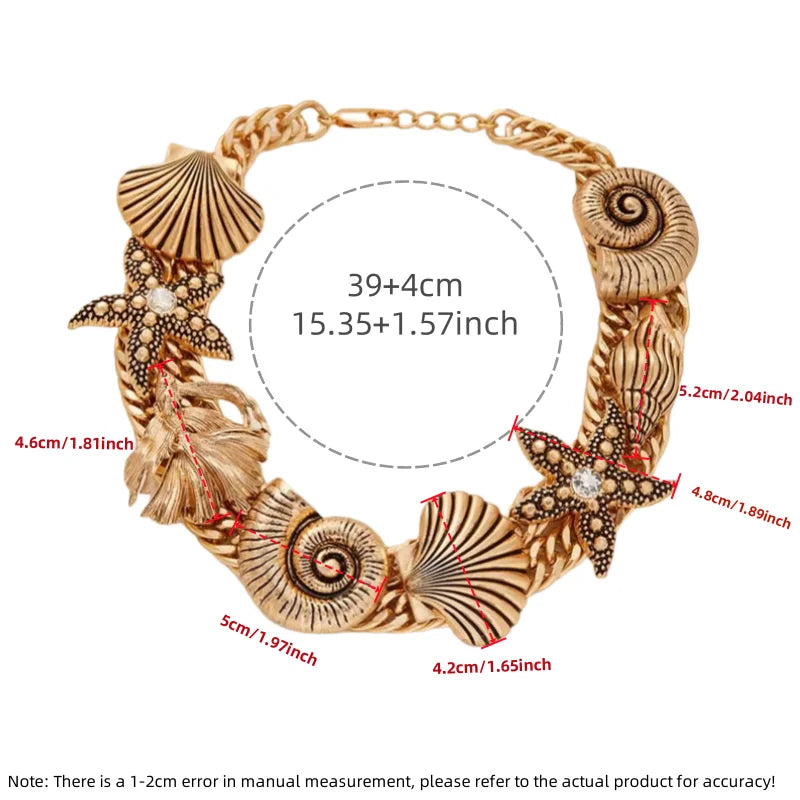 Size of Sea Star Shell Retro Niche Style Necklace