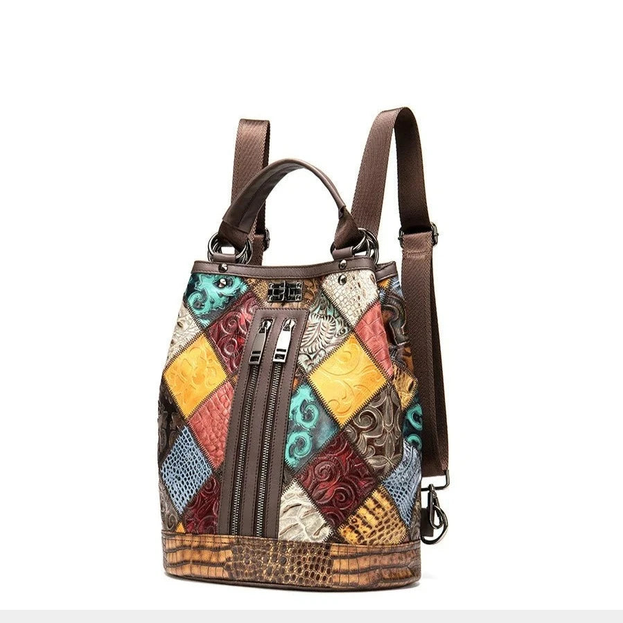 Leather Patchwork Backpack