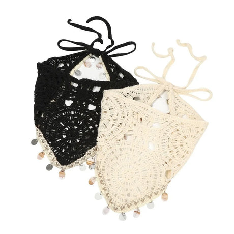 Collection of Seashell Luxury Crochet Tassel Triangle Headband Scarf