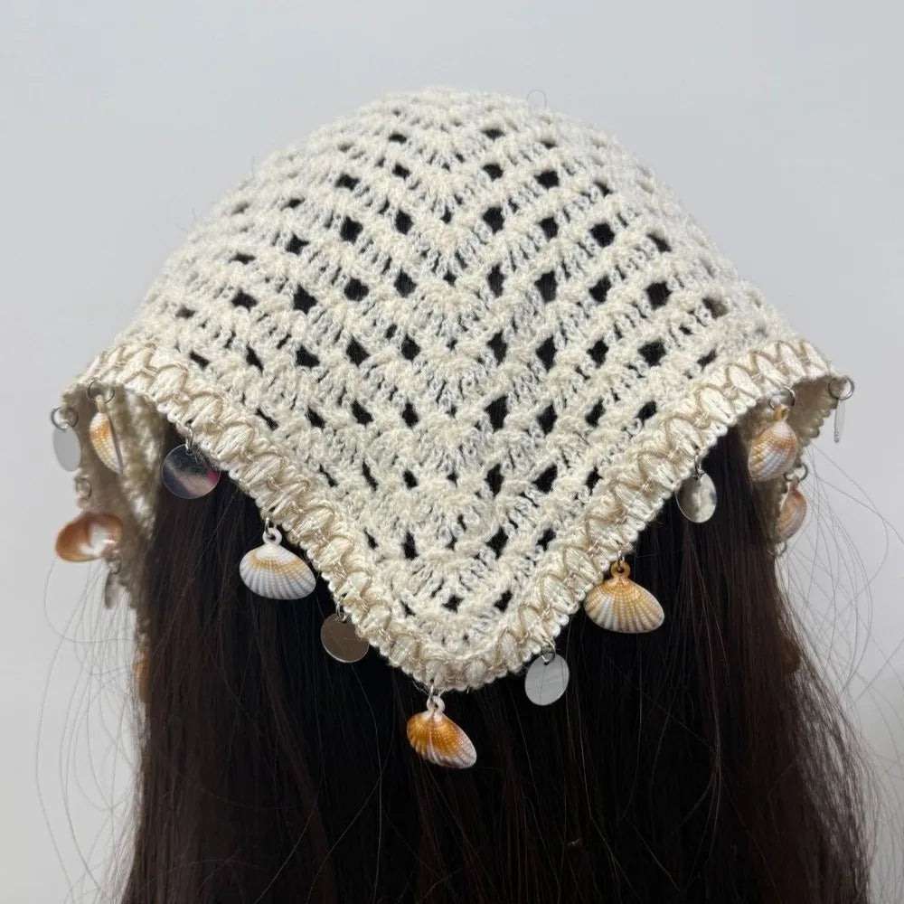 Seashell Luxury Crochet Tassel Triangle Headband Scarf