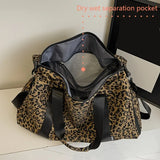 Compartment Fashionable Lady's Leopard Print Large Capacity Travel Bag