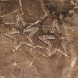 Shiny Rhinestone Star Dangle Earrings
